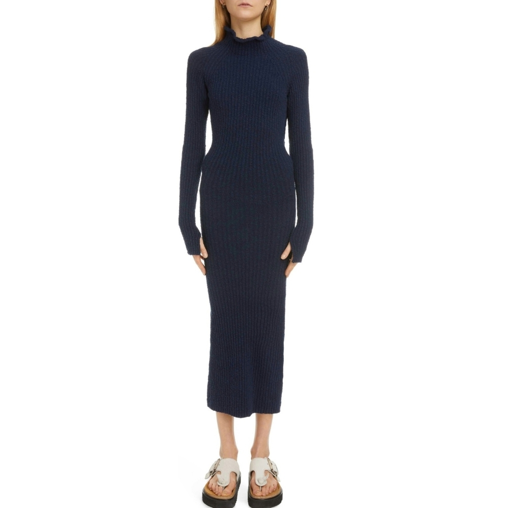 ***SOLD****NWT* ACNE Studios Kennice Ribbed Long Sleeve Slub Midi Sweater Dress